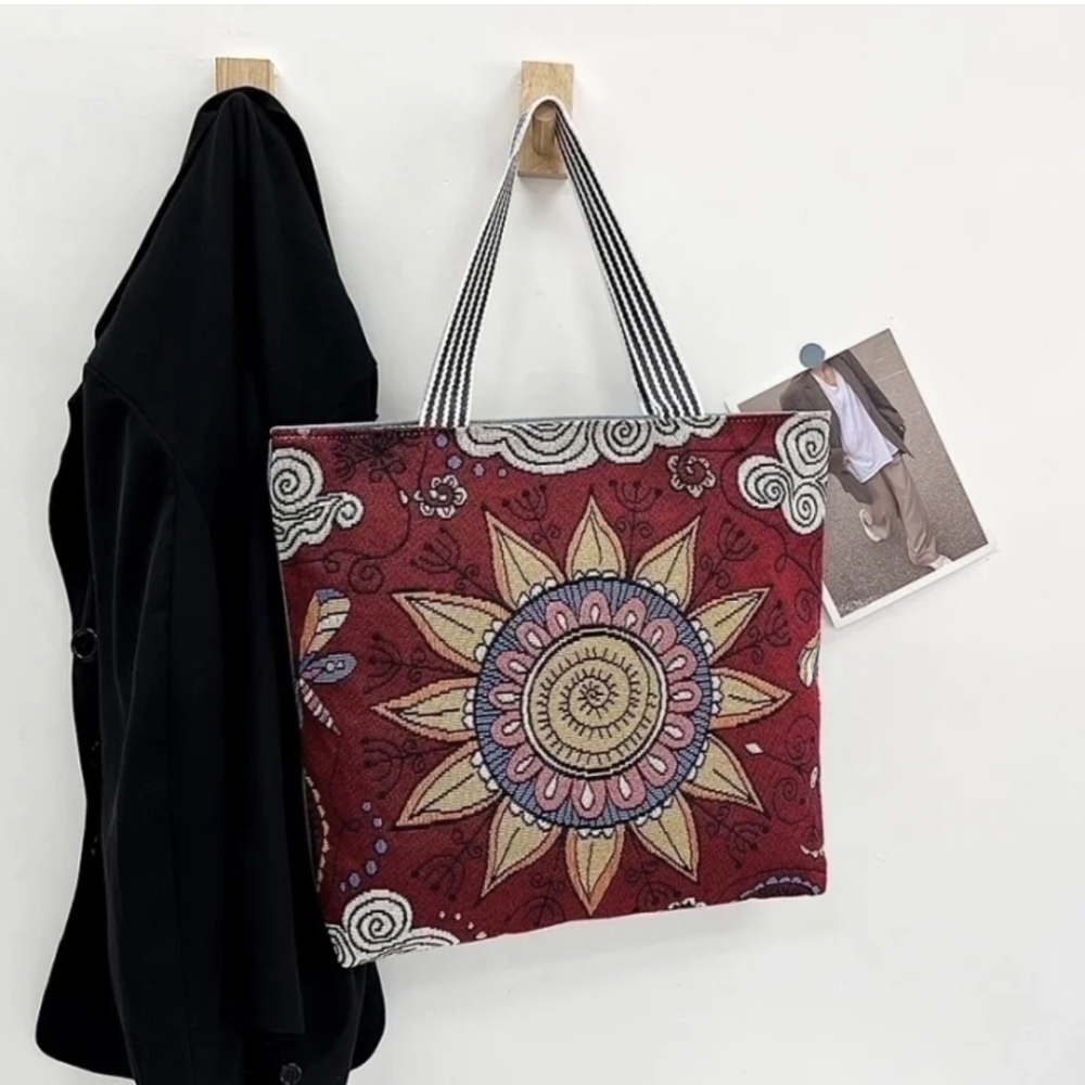 Maroon Sun Tote Bag